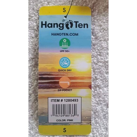 Hang Ten Small UV Protection UPF 50+ Long Sleeve Peach Tie Dye Stretch Swim Top - Picture 12 of 12